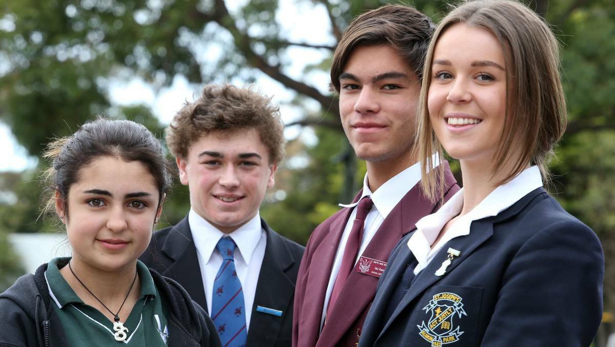 Samantha Rodrigues (left), Martin Cooper, Jake Ramirez and Rachel Coughlan are drafting youth policies in the Federal electorate of Throsby. Picture: Robert Peet