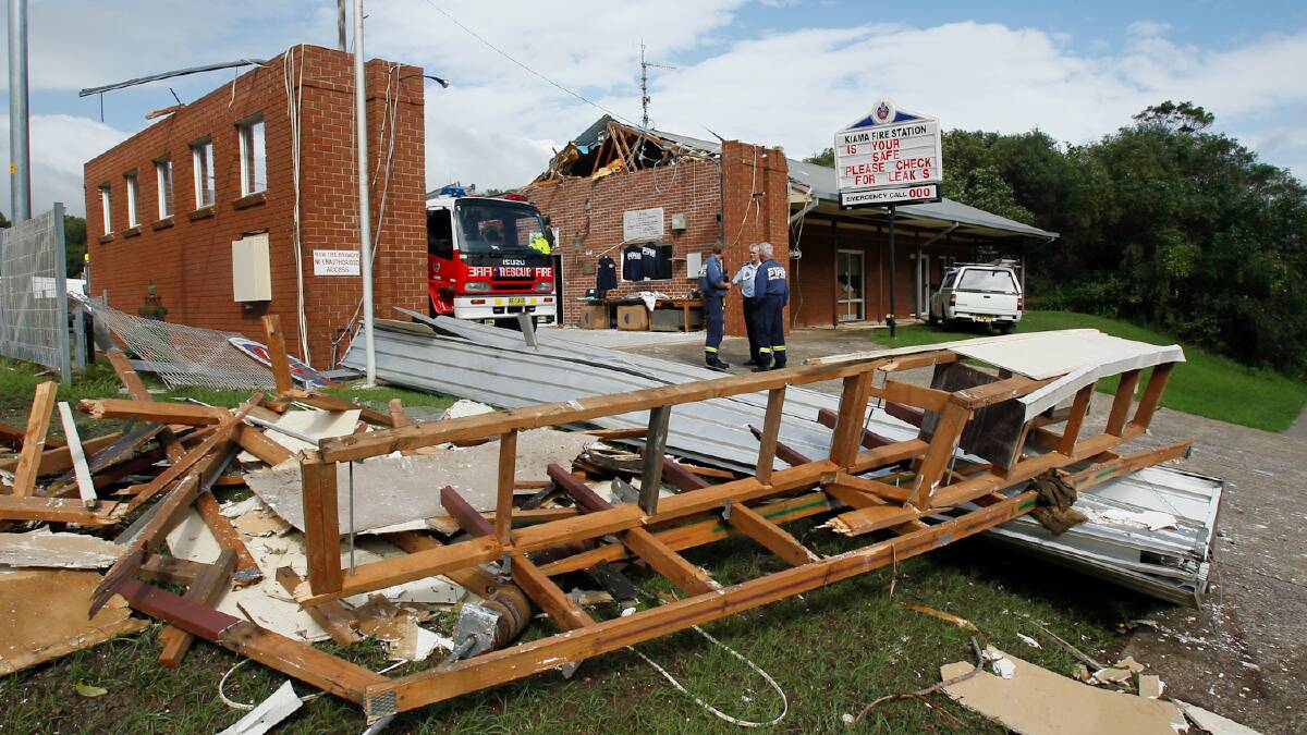 Kiama Fire Station after the February tornadot. Picture: DAVID TEASE