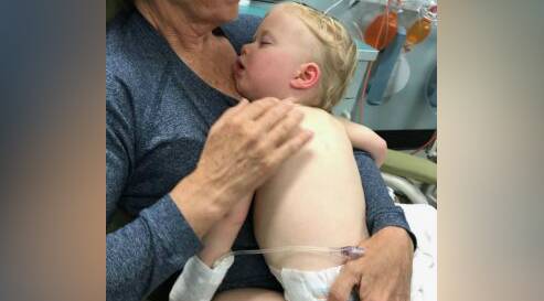 Alistair Massay was hospitalised for three days at Westmead Children's Hospital with flu in September 2017.  Picture: Supplied