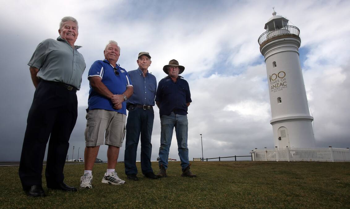 PAYING HOMAGE: Peter O'Brien, Barrie Proctor, Ian Pullar and 'Mongo' Delamont prepare for Anzac Day in Kiama. Picture: Robert Peet