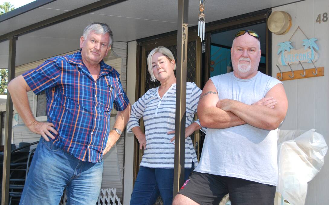 Mark Vine, Lesley Harvey and Martyn Smith are unhappy with the way Kiama Council has handled the proposed redevelopment of Werri Beach Holiday Park. 