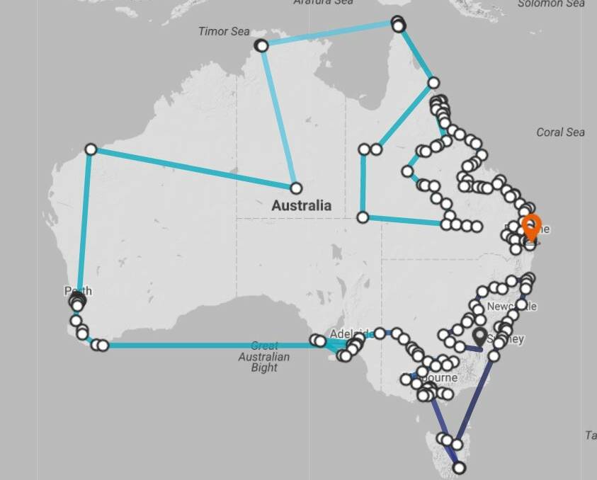 The Queen’s Baton Relay route around Australia.