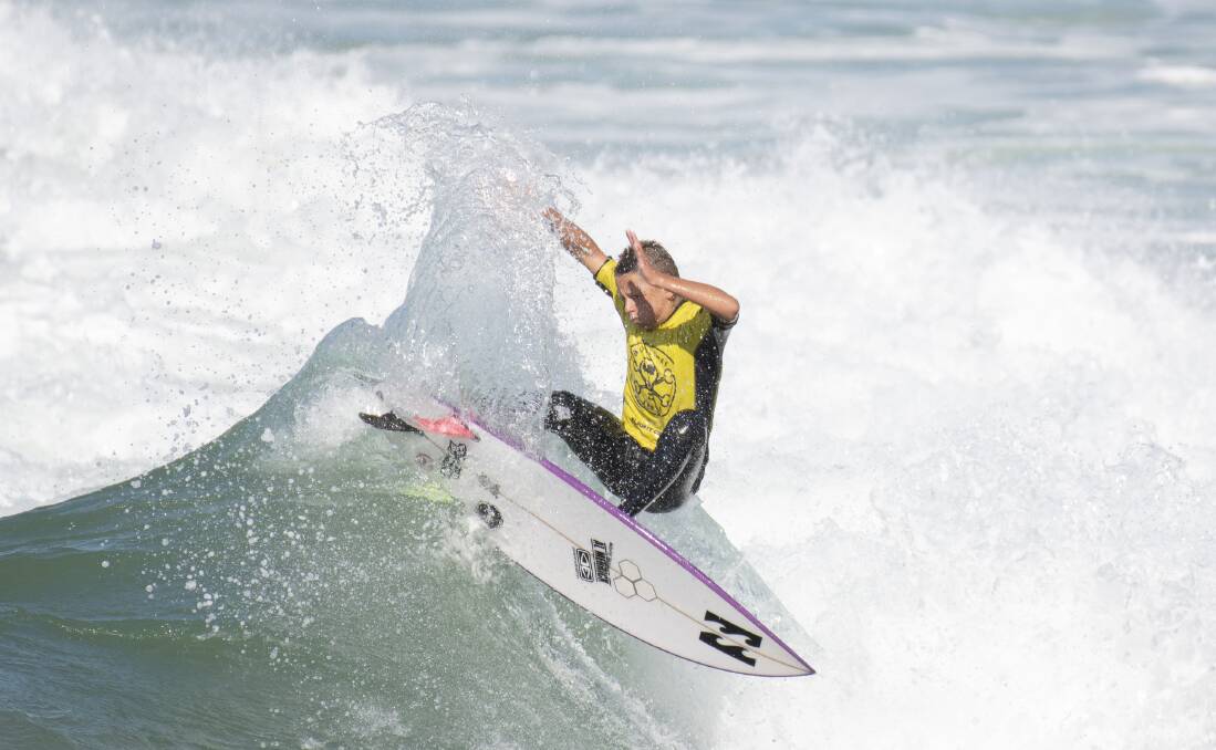 Barrack Point's Lennix Smith will be competing in the final NSW based Woolworths Surfer Groms Comp at Kiama this weekend. Photo: Ethan Smith / Surfing NSW.