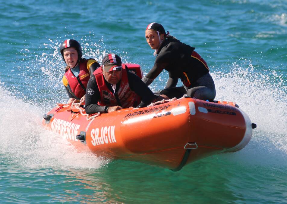 TOPPLED: Kiama Downs SLSC finished in second place at the 2018 NSW Sharkskin Inflatable Rescue Boat Premiership Series. Photo: Richard Black.