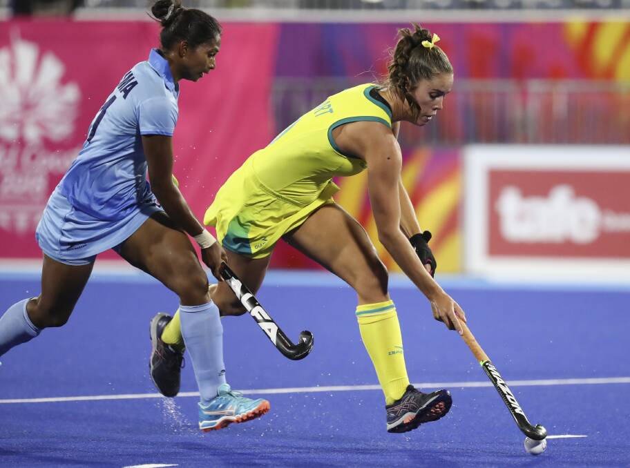 Grace Stewart in action for the Hockeyroos. Photo: HOCKEY AUSTRALIA