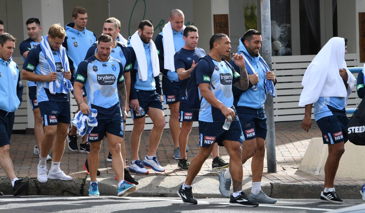 Tariq Sims and the NSW Blues State of Origin squad. Photo: NRL PHOTOS