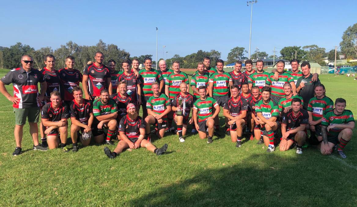 Kiama and Jamberoo's reserve grade teams with the Harley Chapman Cup. Photo: SPORTS FOCUS PHOTO