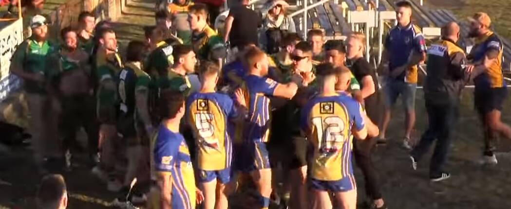 BarTV footage from the off field brawl at Cec Glemholmes Oval. Photo: BarTV