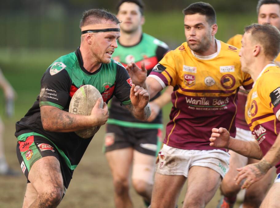 Jamberoo's James Gilmore takes a hit-up against Shellharbour in 2019. Photo: David Hall