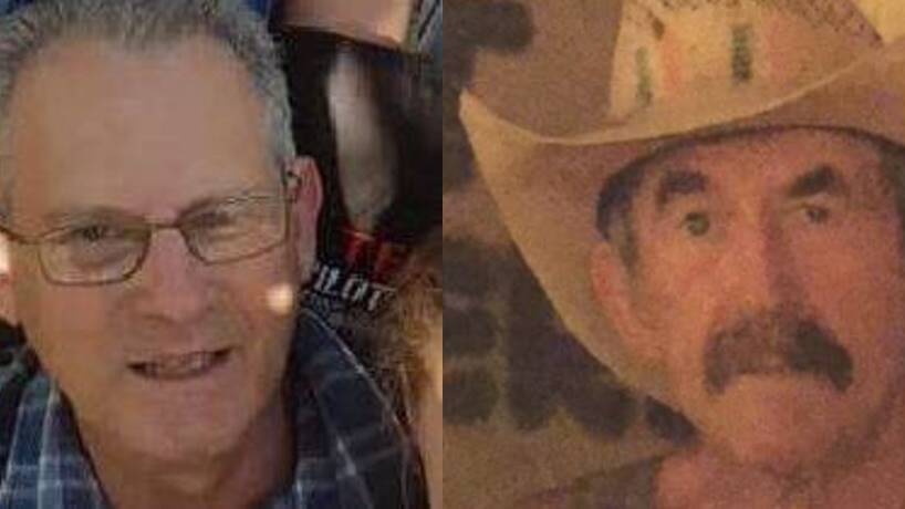 Missing men: Alex Roseberg, 67, of Queensland and Paddy Moriarty, 70, of Larrimah NT.
