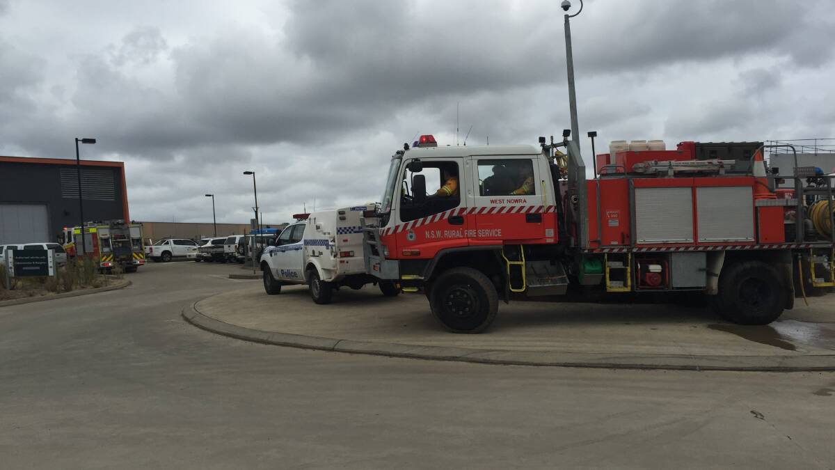 FIRE: Emergency Service crews at the South Nowra jail on Wednesday morning. Picture: South Coast Register