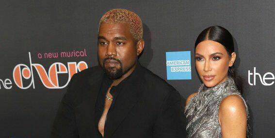 Kanye West and Kim Kardashian West at the opening night of the show.