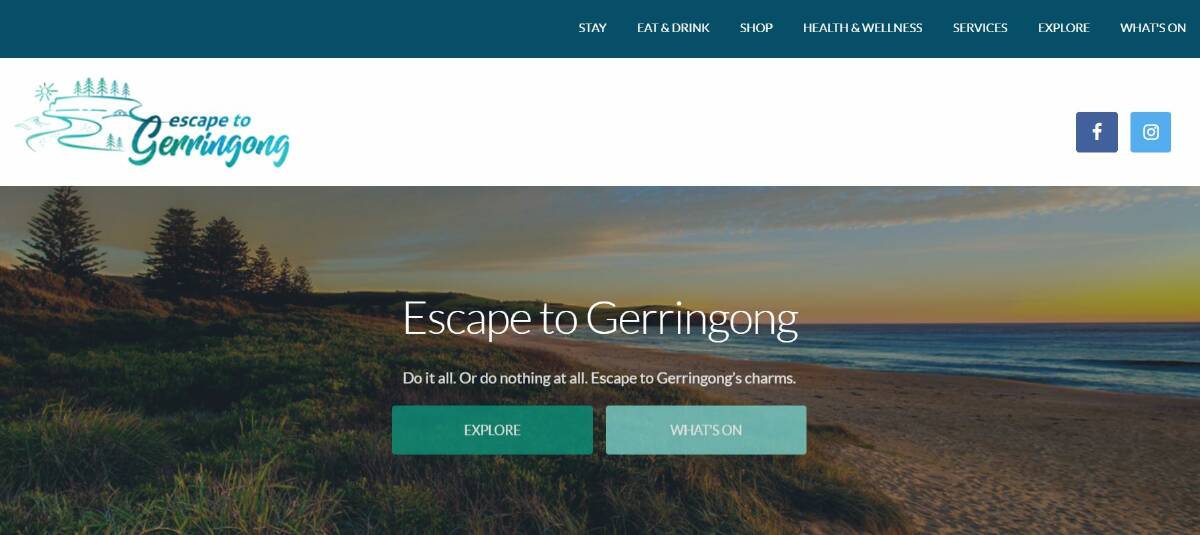 The Escape to Gerringong homepage. 