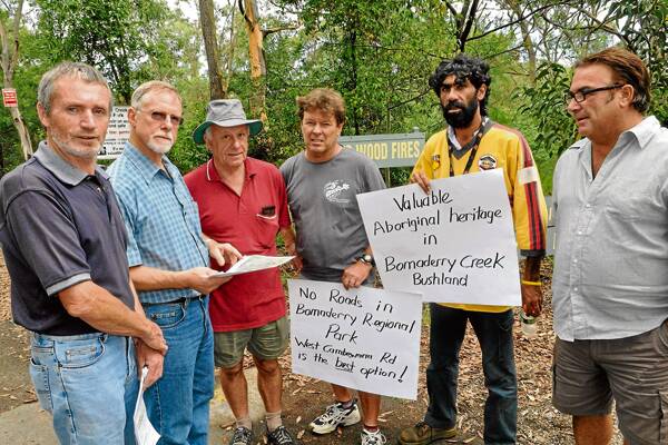 Ron Carberry in 2011 (second from right) speaking up about a different issue. Here, Mr Carberry is among environmentalists lobbying to stop council’s preferred Link Road route through a regional park in North Nowra.