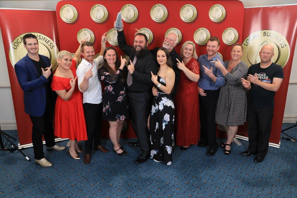 LP Entertainment owner Lincoln Piper and his team at the awards ceremony at Dapto Leagues Club last night. Picture: Eventpix