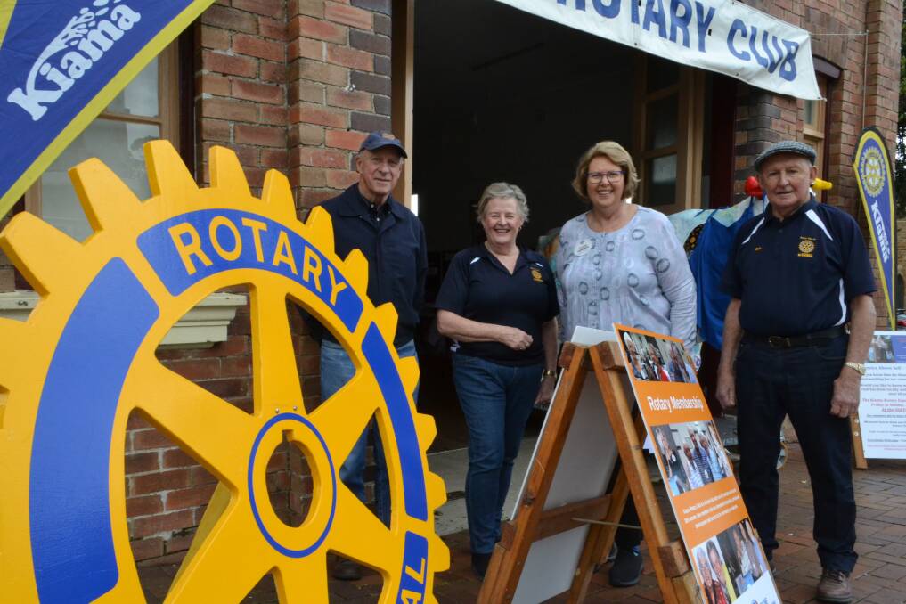 EXPO: Kiama Rotary Club volunteers Peter Maitland, Carol Jagger, Tonia Barnes and Bob Young at the Terralong Street Expo on Saturday. Picture: Rebecca Fist