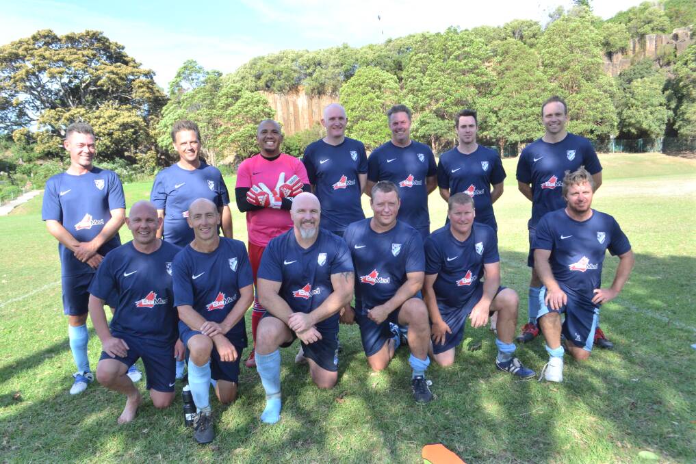 MINOR PREMIERS: Kiama Quarriers' Masters team, including captain Jeremy Bull (bottom, fourth from left) early in the season. Picture: Rebecca Fist