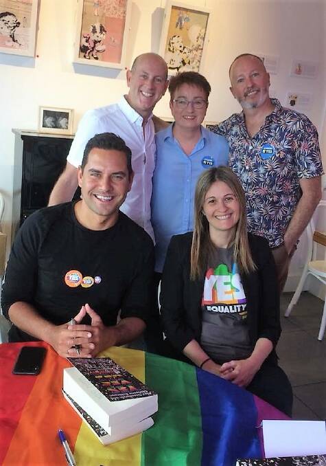 Little Blowhole owners with Dawn Hawkins, Alex Greenwich and Shirleene Robinson at the book launch in Kiama on Saturday. 