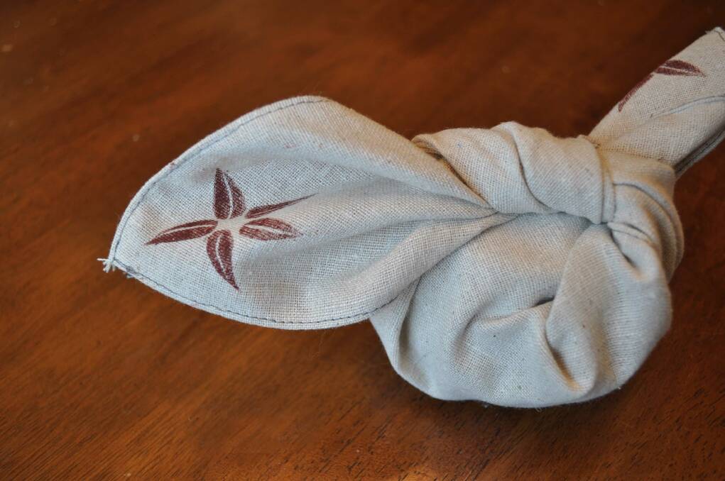 FUROSHIKI EXAMPLE: Cloths to wrap up some of the more delicate items for delivery. Picture: Kim Love