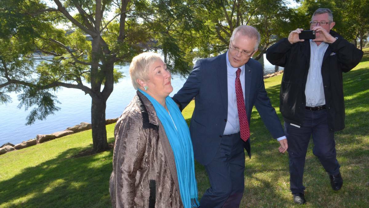  Gilmore MP Ann Sudmalis with Treasurer Scott Morrison in Nowra in May. 