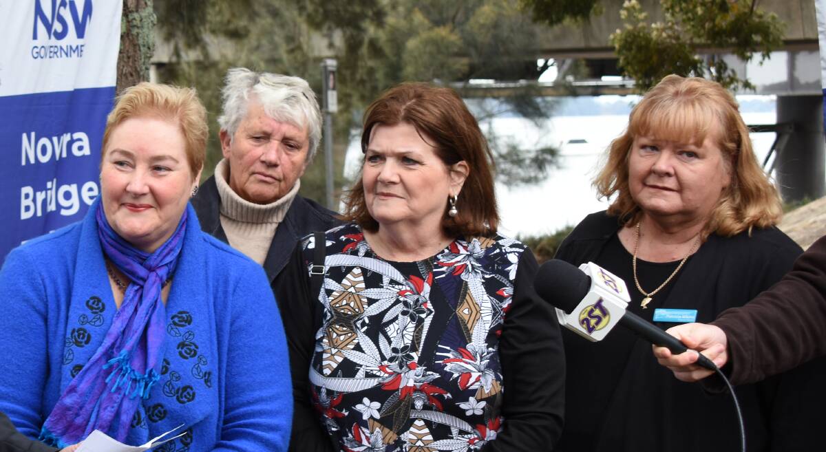 Gilmore MP Ann Sudmalis, South Coast MP Shelley Hancock flanked by Shoalhaven councillors Jo Gash and Patricia White at Monday’s concept design and environmental assessment launch for the new Nowra bridge.