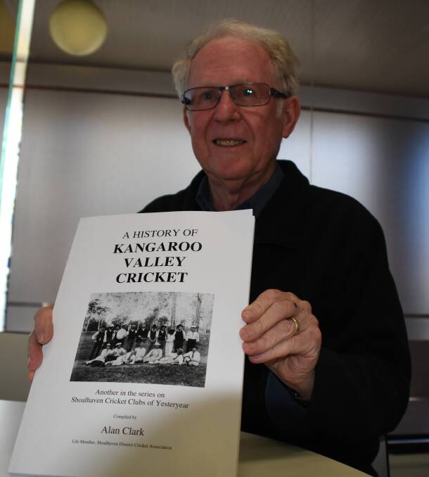 Local historical author Alan Clark with his latest book, A History of Kangaroo Valley Cricket.