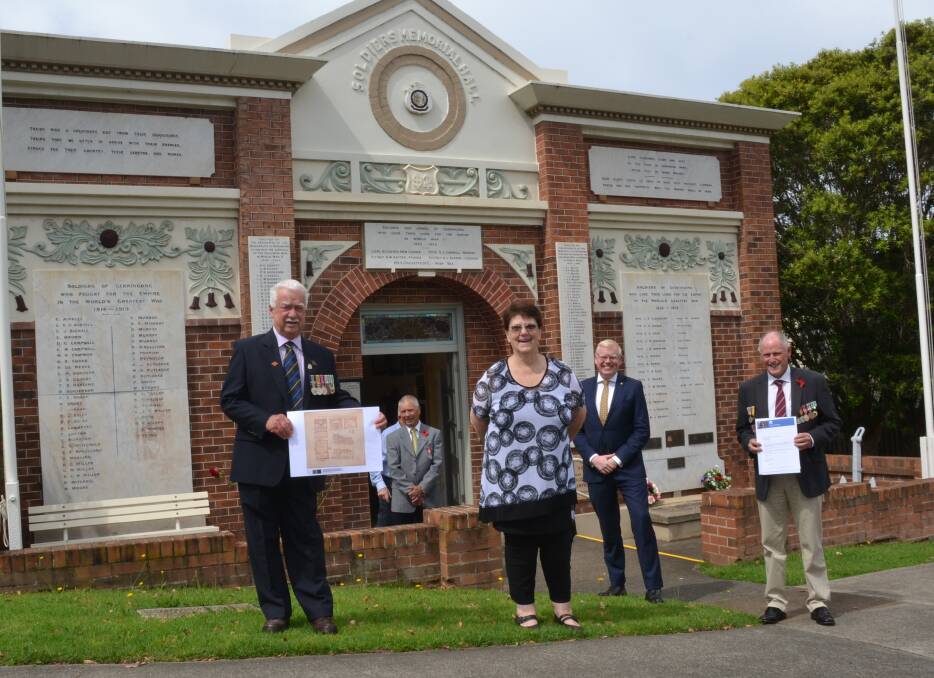 BIG PLANS: Gerringong RSL Sub-Branch president Mike O'Leary, author Robyn Florance, Kiama MP Gareth Ward and treasurer Wes Hindmarsh are excited about next year's centenary celebrations.