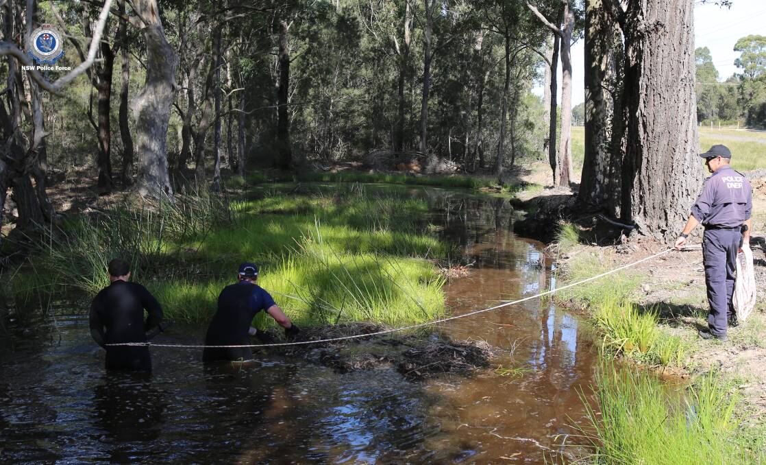 Police officers have scoured bushland and nearby creeks at South Nowra during their forensic search for any evidence of missing Sydney woman Samah Baker. Image: Police Media