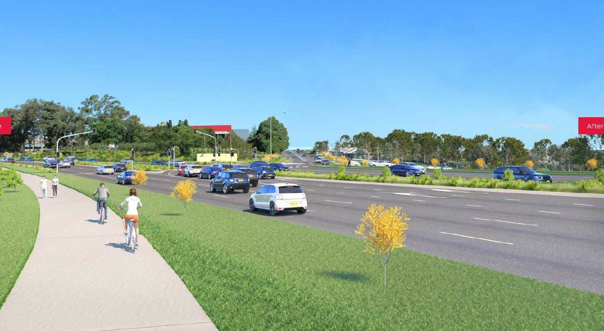 A 3D version of the latest concept design for the new Nowra Bridge across the Shoalhaven River and surrounding intersections. This is Bridge Road.