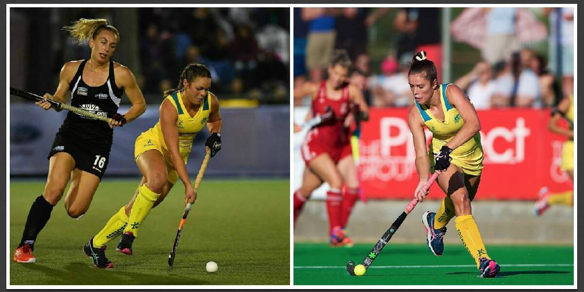 Mollymook’s Kalindi Commerford (left) and and Gerringong’s Grace Stewart will be part of the Hockeyroos teams taking on the USA at the Sydney Olympic Park Hockey on Saturday.