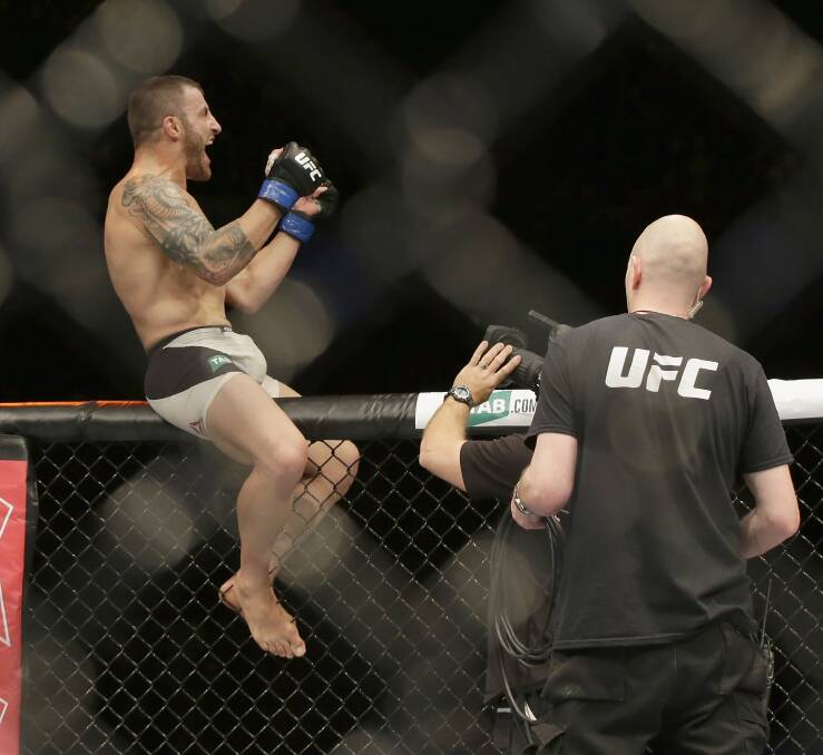LONG TIME COMING: Alex Volkanovski earned a dominant TKO win in his UFC debut on Sunday. Picture: Darrian Traynor