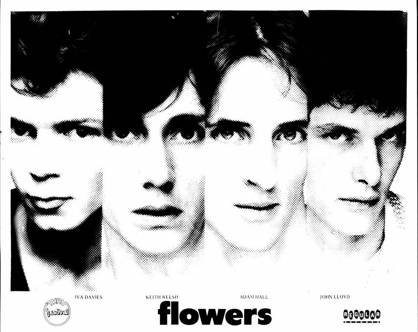 Flowers - Iva Davies, Keith Welsh, Adam Hall, John Lloyd. October 26, 1980. Iva Davies (who played oboe and cor anglais) formed Flowers in 1977 with original bass player Keith Welsh in Sydney, playing a mix of pub covers and originals. Picture: Regular Records