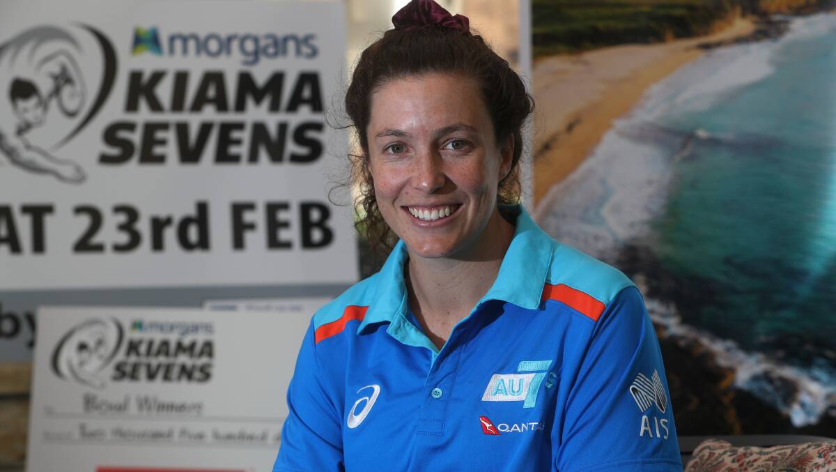 Ready to go: Australian sevens star Emilee Cherry officially launched next Saturday's Kiama Sevens. Picture: Robert Peet.