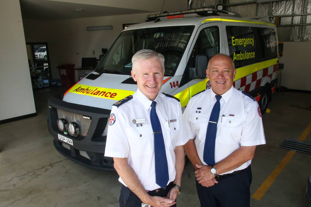 Modern facility: NSW Ambulance Commissioner Dominic Morgan with Kiama Station Officer Kelvin Milne. 