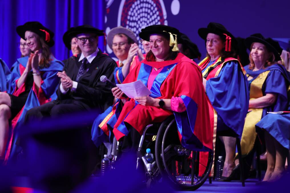 Louise Sauvage at the UOW graduation ceremony on Wednesday morning. Picture by Sylvia Liber
