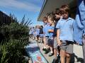 St Joseph's Catholic Primary School students take a look at the new Cosmic Walk mosaic. Picture by Sylvia Liber
