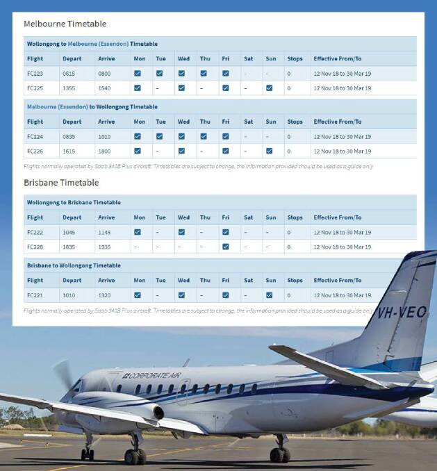 Fly Corporate reveals cost, frequency of Illawarra passenger flights