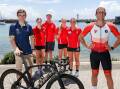Illawarra Triathlon Club members (from left) Mitch Blackbourn, Alexis Bell, Ben Bell, Sky Bell, Montana Doubell and James Alexander are looking forward to the 2025 World Triathlon Championship finals right here in Wollongong. Picture by Adam McLean