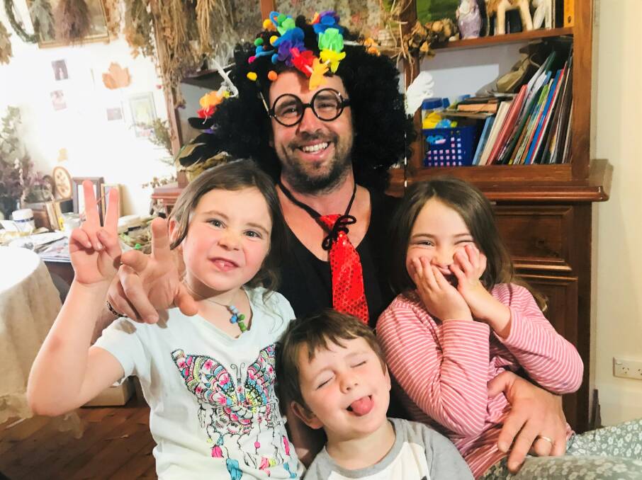 DECORATE DAD CHALLENGE: Kiama's Ashton Reed with his kids Dymi, Charlo and Finn. Picture: Supplied.
