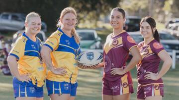 Maeghan McCauley, Jade Lees, Olivia Mitchell, and Charlotte Beahan will play in the inaugural Charity Shield fixture between Warilla Lake South Gorillas and Shellharbour Sharks on May 17. Picture Emma Kissell