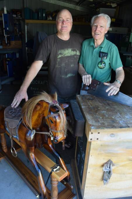 ANNUAL EVENT: Kiama Woodcraft Group Expo co-ordinator Darren Keen with group member John Daniel. Picture: BRENDAN CRABB