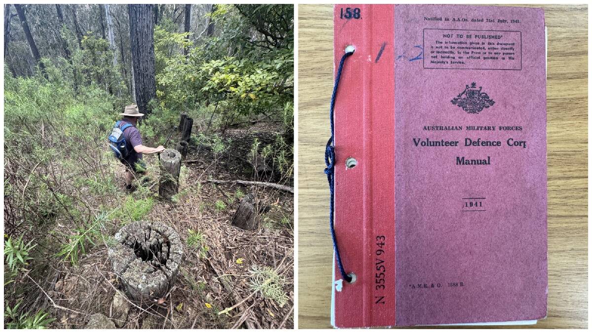 Fellow history hound, David Hanzl documents the extent of the tank traps near Cathcart and, right, the cover of the 1941 Volunteer Defence Corp Manual.