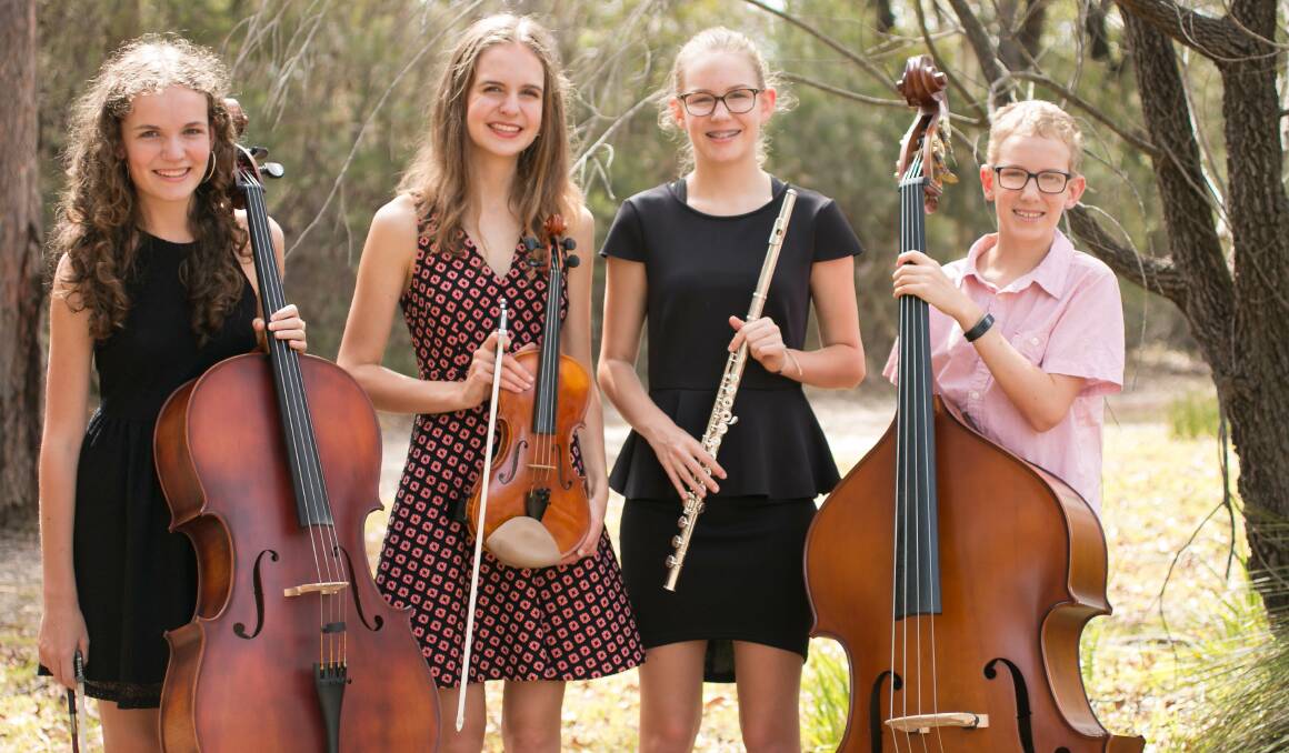 SWEET: The Harmonic Minors are made up of Stephanie (violin) and her three siblings,  Danielle (cello), Abigail (flute) and Elijah (double bass). 