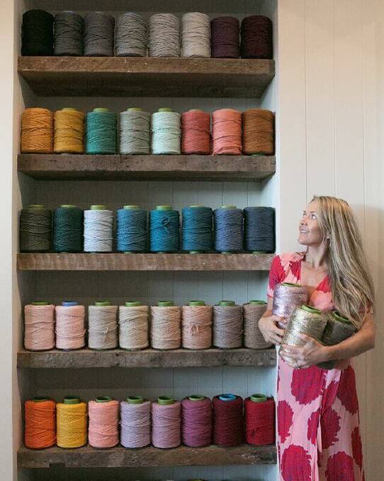 Brydie Stewart with her textiles.