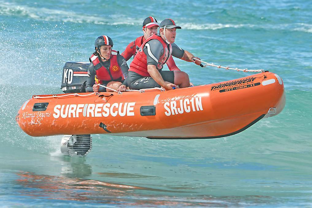 Kiama Downs lifesavers compete at the Interstate and Australian IRB Championships at Cudgen Headland SLSC in 2017. 