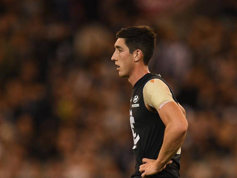 Carlton's No.1 draft pick Jacob Weitering had a tough night against the Pies.