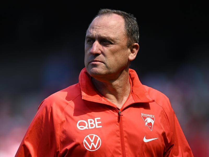 Sydney AFL coach John Longmire has discussed community support after the nearby stabbing attack. (James Ross/AAP PHOTOS)