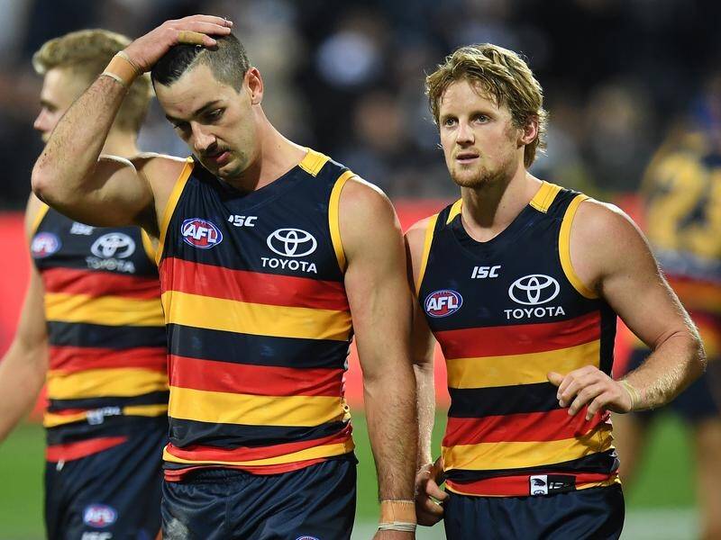 Taylor Walker (left) and Rory Sloane will co-captain Adelaide during the 2019 AFL season.