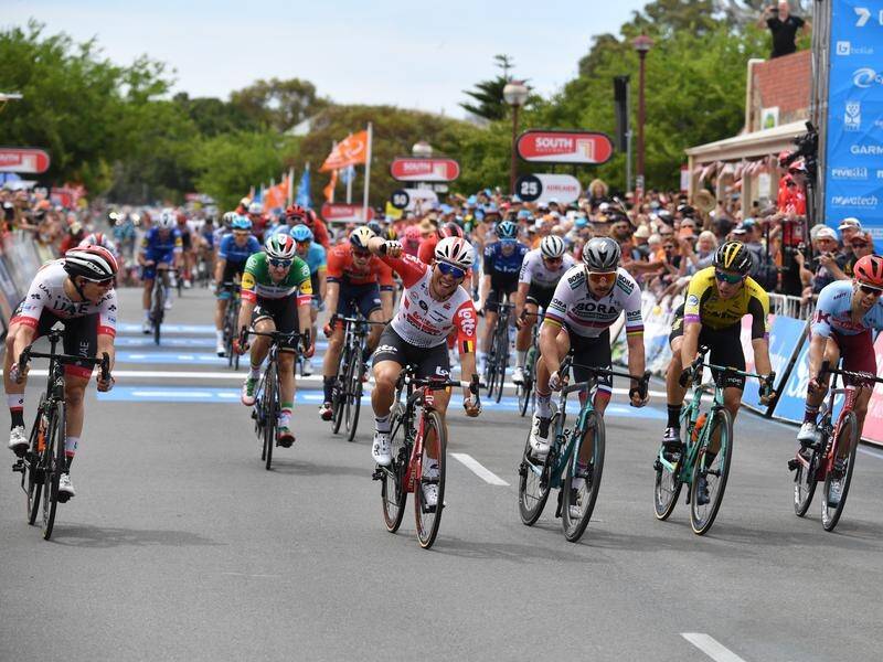 Australian Caleb Ewan was disqualified after crossing first in stage five at the Tour Down Under.