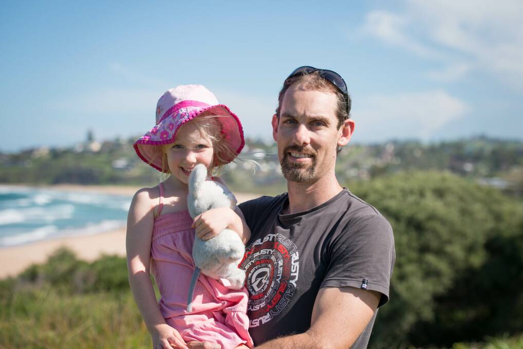 Gainsborough's Phil Beddoe and his daughter Anna at Bombo Beach.